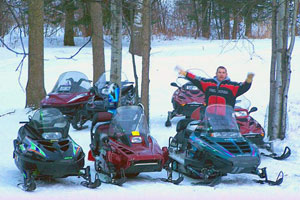 Snowmobilers at Currier's Lakeview Lodge